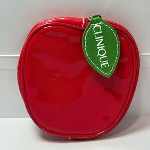 Clinique Red Apple Zip Coin Purse – Glossy PVC – Cosmetic Mini Case Coin Purse